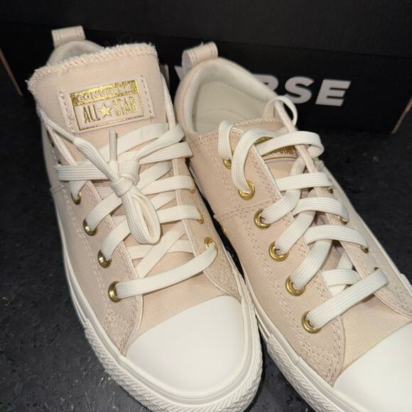 NEW CONVERSE ALL STAR CHUCK TAYLOR MADISON OX CANVAS SNEAKERS BEIGE WHITE GOLD 8 - Picture 7 of 10